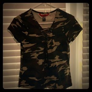 A camouflaged crop top